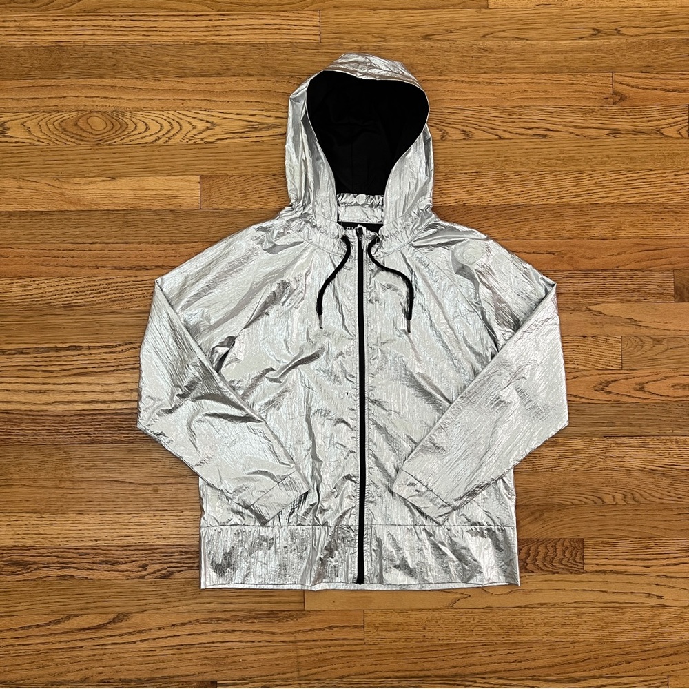 Modern Metallic Silver Spacesuit Windbreaker
